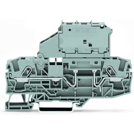 2-conductor fuse terminal block; with pivoting fuse holder; for 5 x 20 mm miniature metric fuse; without blown fuse indication; for DIN-rail 35 x 15 and 35 x 7.5; 6 mm²; Push-in CAGE CLAMP®; 6,00 mm²; gray