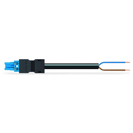 pre-assembled connecting cable; Eca; Socket/open-ended; 2-pole; Cod. I; H05VV-F 2 x 1.0 mm²; 1 m; 1,00 mm²; blue