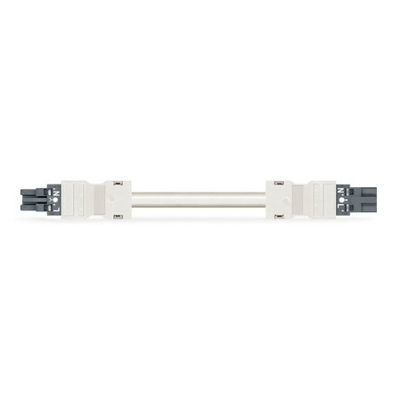 pre-assembled interconnecting cable; Eca; Socket/plug; 2-pole; Cod. L; H05Z1Z1-F 2 x 2.5 mm²; 1 m; 2,50 mm²; dark gray