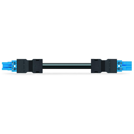 pre-assembled interconnecting cable; Eca; Socket/plug; 2-pole; Cod. I; H05Z1Z1-F 2 x 1,50 mm²; 1 m; 1,50 mm²; blue