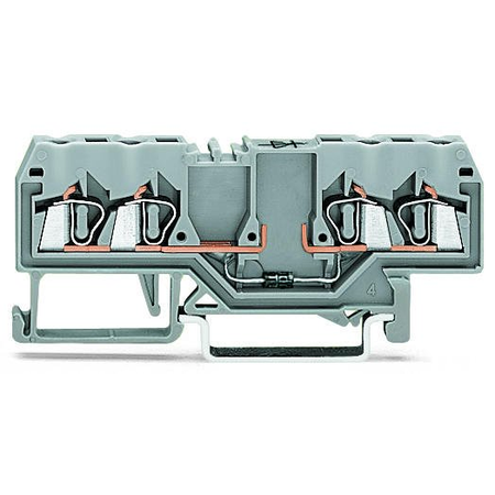 Component terminal block; 4-conductor; with diode 1N4007; anode, right side; for DIN-rail 35 x 15 and 35 x 7.5; 2.5 mm²; CAGE CLAMP®; 2,50 mm²; gray