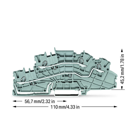 Multilevel installation terminal block; 4 mm²; L/L; Push-in CAGE CLAMP®; 2,50 mm²; gray