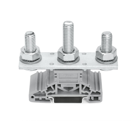 Stud terminal block; lateral marker slots; for DIN-rail 35 x 15 and 35 x 7.5; 3 studs, M10; 120,00 mm²; gray