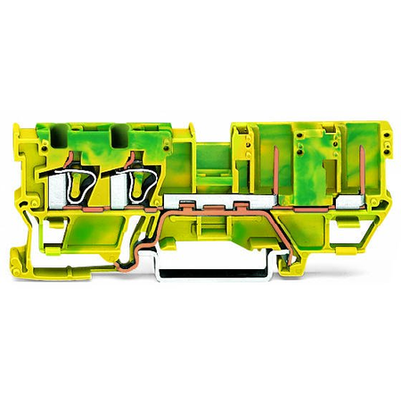 2-conductor/2-pin ground carrier terminal block; for DIN-rail 35 x 15 and 35 x 7.5; 4 mm²; CAGE CLAMP®; 4,00 mm²; green-yellow