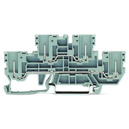 2-Pin/2-pin double deck receptacle terminal block; Through/through terminal block; L/L; for DIN-rail 35 x 15 and 35 x 7.5; 2.5 mm²; CAGE CLAMP®; gray