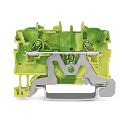 2-conductor ground terminal block; 1 mm²; suitable for Ex e II applications; side and center marking; for DIN-rail 35 x 15 and 35 x 7.5; Push-in CAGE CLAMP®; 1,00 mm²; green-yellow