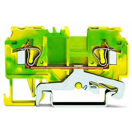 2-conductor ground terminal block; 4 mm²; side and center marking; for DIN-rail 35 x 15 and 35 x 7.5; CAGE CLAMP®; 4,00 mm²; green-yellow