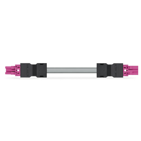 pre-assembled interconnecting cable; B2ca; Socket/plug; 2-pole; Cod. B; 2 m; 1,00 mm²; pink