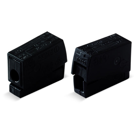 Lighting connector; push-button on lighting side; Lighting side: for all conductor types; Inst. side: for solid conductors; 224 Series; max. 2.5 mm²; Surrounding air temperature: max 75°C; 2,50 mm²; black