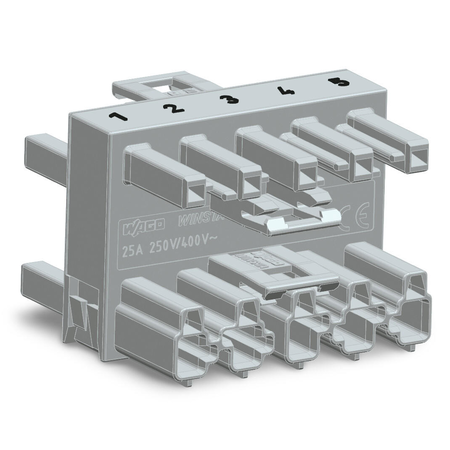 3-way distribution connector; 5-pole; Cod. B; 1 input; 3 outputs; gray