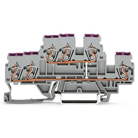 3-conductor, double-deck terminal block; 6-conductor through terminal block; N; suitable for Ex i applications; internal commoning; conductor entry with violet marking; for DIN-rail 35 x 15 and 35 x 7.5; 2.5 mm²; CAGE CLAMP®; 2,50 mm²; blue