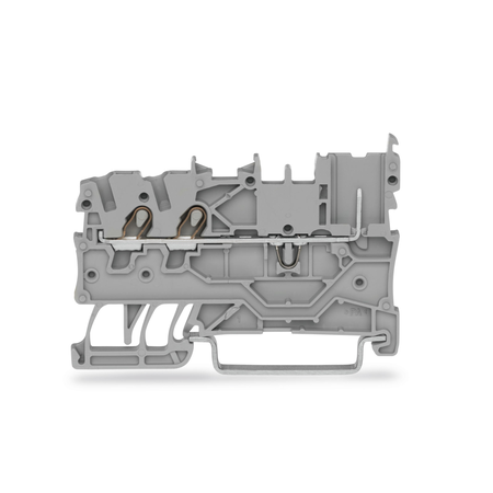 2-conductor/1-pin carrier terminal block; for DIN-rail 35 x 15 and 35 x 7.5; Push-in CAGE CLAMP®; 1,00 mm²; gray