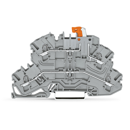 Double-deck disconnect terminal block; with pivoting knife disconnect; L/L; for DIN-rail 35 x 15 and 35 x 7.5; 2.5 mm²; Push-in CAGE CLAMP®; 2,50 mm²; gray