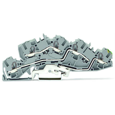 Multilevel installation terminal block; 6 mm²; L/L/PE; Push-in CAGE CLAMP®; 4,00 mm²; gray