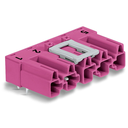 Plug for PCBs; angled; 5-pole; Cod. B; pink