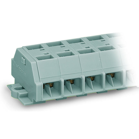 4-conductor terminal strip; 2-pole; without push-buttons; with fixing flanges; for screw or similar mounting types; Fixing hole 3.2 mm Ø; 2.5 mm²; CAGE CLAMP®; 2,50 mm²; gray