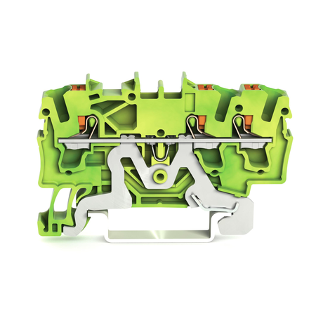 3-conductor ground terminal block; 2.5 mm²; with test port; side and center marking; for DIN-rail 35 x 15 and 35 x 7.5; Push-in CAGE CLAMP®; 2,50 mm²; green-yellow