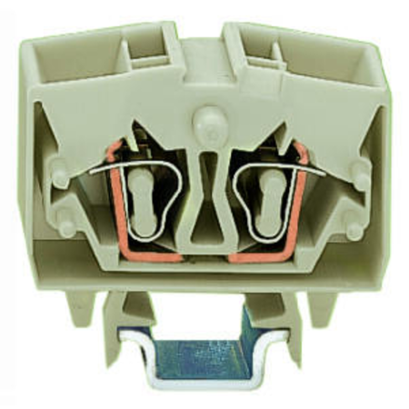 4-conductor miniature through terminal block; 2.5 mm²; with test option; suitable for Ex e II applications; center marking; for DIN-15 rail; CAGE CLAMP®; 2,50 mm²; light gray