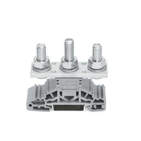 Stud terminal block; lateral marker slots; for DIN-rail 35 x 15 and 35 x 7.5; 3 studs, M8; 50,00 mm²; gray