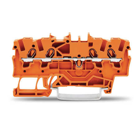 4-conductor through terminal block; 1.5 mm²; suitable for Ex e II applications; side and center marking; for DIN-rail 35 x 15 and 35 x 7.5; Push-in CAGE CLAMP®; 1,50 mm²; orange