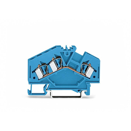 3-conductor through terminal block; 4 mm²; suitable for Ex i applications; center marking; for DIN-rail 35 x 15 and 35 x 7.5; CAGE CLAMP®; 4,00 mm²; blue