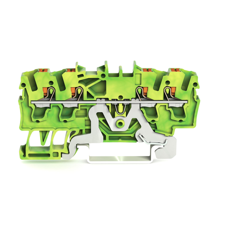 4-conductor ground terminal block; 2.5 mm²; with test port; side and center marking; for DIN-rail 35 x 15 and 35 x 7.5; Push-in CAGE CLAMP®; 2,50 mm²; green-yellow