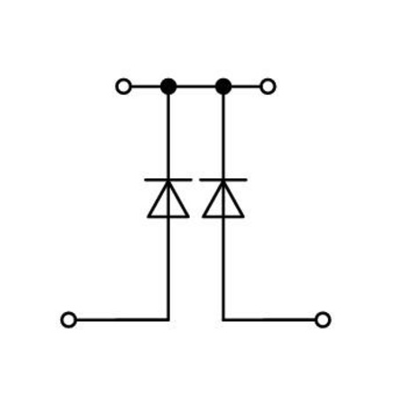 Component terminal block; double-deck; with 2 diodes 1N4007; Bottom anode; for DIN-rail 35 x 15 and 35 x 7.5; 2.5 mm²; Push-in CAGE CLAMP®; 2,50 mm²; gray