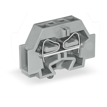 2-conductor terminal block; without push-buttons; with snap-in mounting foot; for plate thickness 0.6 - 1.2 mm; Fixing hole 3.5 mm Ø; 4 mm²; CAGE CLAMP®; 4,00 mm²; gray