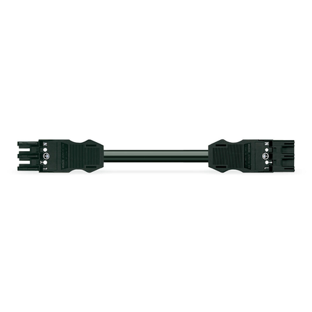 pre-assembled interconnecting cable; B2ca; Socket/plug; 3-pole; Cod. A; 2 m; 1,50 mm²; black