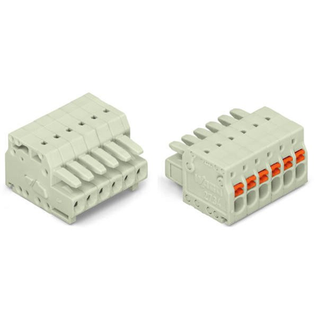 1-conductor female plug; 100% protected against mismating; push-button; 1.5 mm²; Pin spacing 3.5 mm; 2-pole; 1,50 mm²; light gray