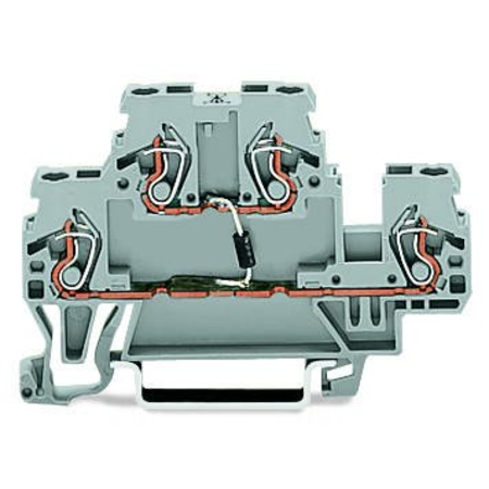 Component terminal block; double-deck; with diode 1N4007; anode, left side; for DIN-rail 35 x 15 and 35 x 7.5; 2.5 mm²; CAGE CLAMP®; 2,50 mm²; gray