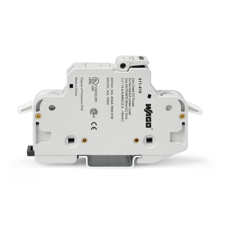 2-conductor fuse terminal block; for class CC fuses; 1-pole; without blown fuse indication; for DIN-rail 35 x 15 and 35 x 7.5; 16 mm²; CAGE CLAMP®; 16,00 mm²; light gray