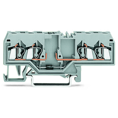 Component terminal block; 4-conductor; with diode 1N4007; anode, left side; for DIN-rail 35 x 15 and 35 x 7.5; 2.5 mm²; CAGE CLAMP®; 2,50 mm²; gray