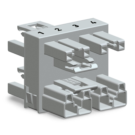 3-way distribution connector; 4-pole; Cod. B; 1 input; 3 outputs; light green