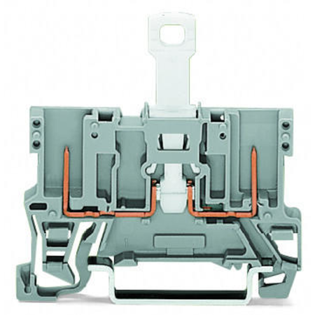 2-pin disconnect carrier terminal block; with shield contact; for DIN-rail 35 x 15 and 35 x 7.5; gray