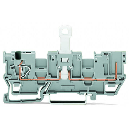 1-conductor/1-pin disconnect carrier terminal block; with shield contact; with 2 jumper positions; for DIN-rail 35 x 15 and 35 x 7.5; 4 mm²; CAGE CLAMP®; 4,00 mm²; gray