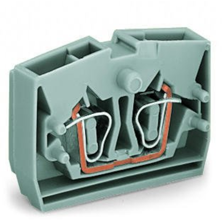 2-conductor end terminal block; without push-buttons; with fixing flange; for screw or similar mounting types; Fixing hole 3.2 mm Ø; 2.5 mm²; CAGE CLAMP®; 2,50 mm²; gray