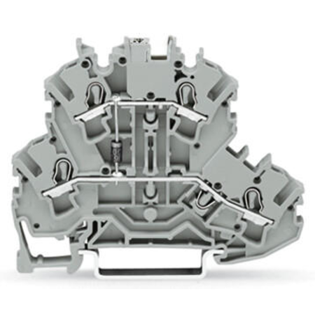 Component terminal block; double-deck; with diode 1N4007; Anode, top; for DIN-rail 35 x 15 and 35 x 7.5; 2.5 mm²; Push-in CAGE CLAMP®; 2,50 mm²; gray