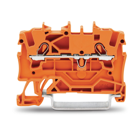 2-conductor through terminal block; 1.5 mm²; suitable for Ex e II applications; side and center marking; for DIN-rail 35 x 15 and 35 x 7.5; Push-in CAGE CLAMP®; 1,50 mm²; orange