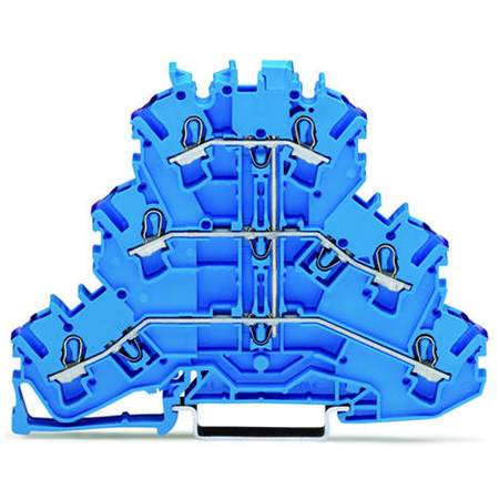 Triple-deck terminal block; 6-conductor through terminal block; N; without marker carrier; for Ex e II and Ex i applications; internal commoning; conductor entry with violet marking; for DIN-rail 35 x 15 and 35 x 7.5; 2.5 mm²; Push-in CAGE CLAMP®; 2,50 m