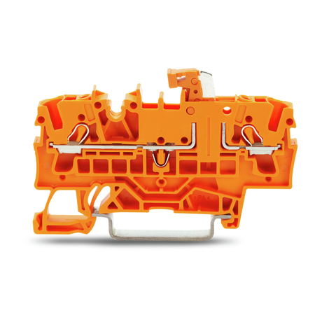 2-conductor disconnect/test terminal block; with test option; orange disconnect link; for DIN-rail 35 x 15 and 35 x 7.5; 2.5 mm²; Push-in CAGE CLAMP®; 2,50 mm²; orange