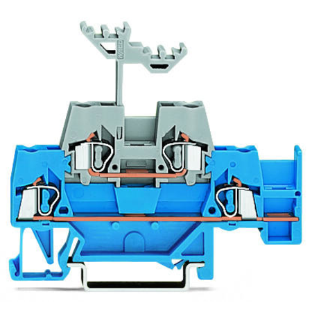 Double-deck terminal block; Through/through terminal block; with additional jumper position on lower level; for DIN-rail 35 x 15 and 35 x 7.5; 2.5 mm²; CAGE CLAMP®; 2,50 mm²; blue/gray