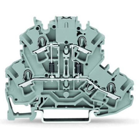 Component terminal block; double-deck; with 2 diodes 1N4007; Top anode; for DIN-rail 35 x 15 and 35 x 7.5; 2.5 mm²; Push-in CAGE CLAMP®; 2,50 mm²; gray