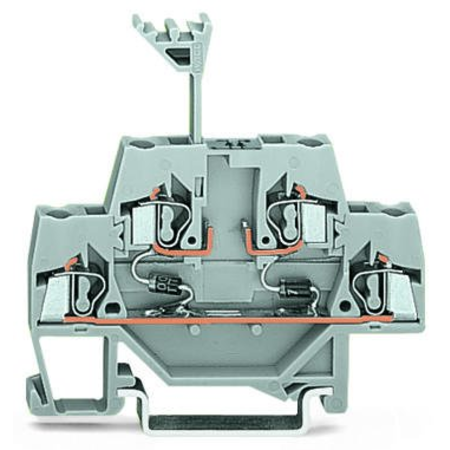 Component terminal block; double-deck; with 2 diodes 1N4007; Top anode; for DIN-rail 35 x 15 and 35 x 7.5; 2.5 mm²; CAGE CLAMP®; 2,50 mm²; gray