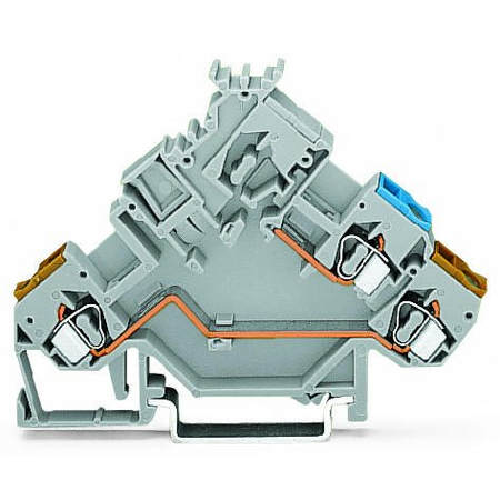 2-conductor actuator terminal block; with colored conductor entries; 2.5 mm²; CAGE CLAMP®; 2,50 mm²; gray