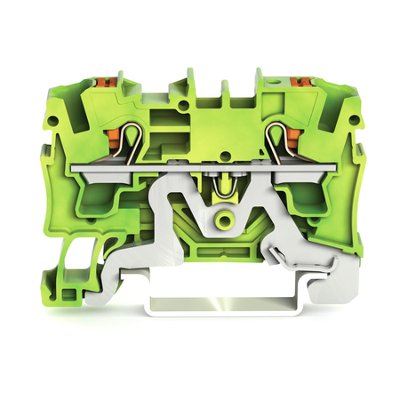 2-conductor ground terminal block; 4 mm²; with test port; side and center marking; for DIN-rail 35 x 15 and 35 x 7.5; Push-in CAGE CLAMP®; 4,00 mm²; green-yellow