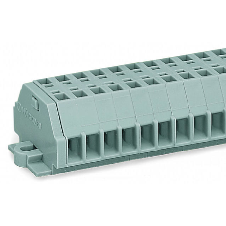 2-conductor terminal strip; 12-pole; without push-buttons; with fixing flanges; for screw or similar mounting types; Fixing hole 3.2 mm Ø; 1.5 mm²; CAGE CLAMP®; 1,50 mm²; gray