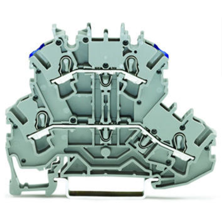 Double-deck terminal block; Through/through terminal block; L/N; without marker carrier; suitable for Ex e II applications; Blue conductor entry upper deck; for DIN-rail 35 x 15 and 35 x 7.5; 2.5 mm²; Push-in CAGE CLAMP®; 2,50 mm²; gray