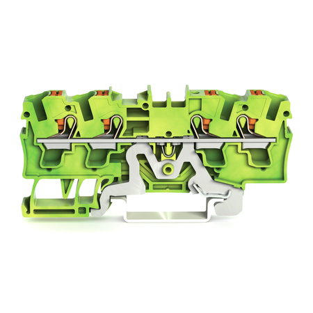 4-conductor ground terminal block; 4 mm²; with test port; side and center marking; for DIN-rail 35 x 15 and 35 x 7.5; Push-in CAGE CLAMP®; 4,00 mm²; green-yellow