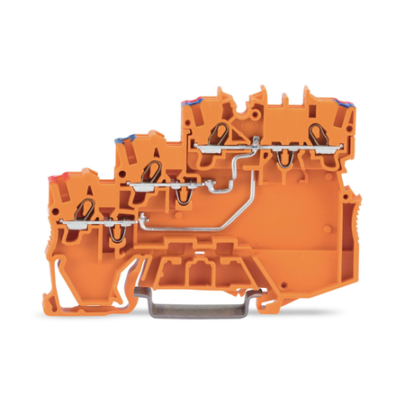 3-conductor sensor supply terminal block; for PNP (positive) switching sensors; with colored conductor entries; 1 mm²; Push-in CAGE CLAMP®; 1,00 mm²; orange